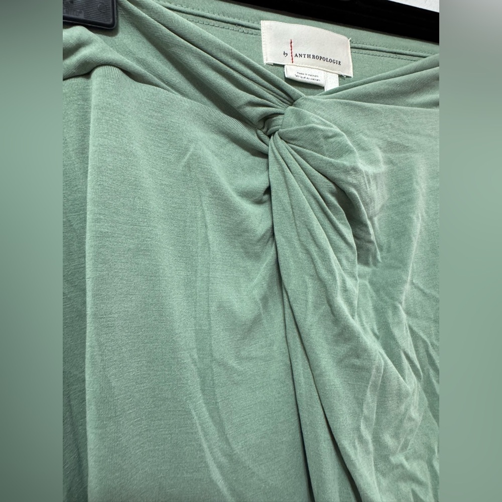 Anthropologie Jersey Midi Skirt in Sage Green Size Small with slit - Picture 4 of 9